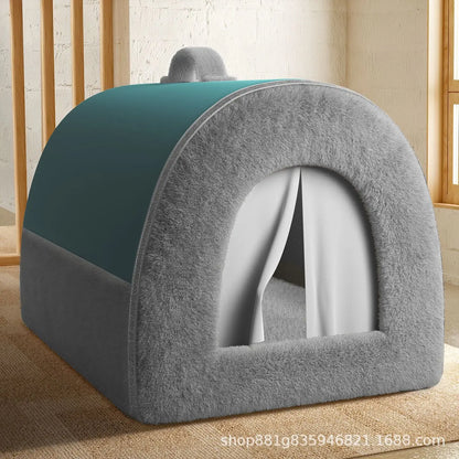Four season universal, removable, washable, medium-sized, bear dog house, enclosed, safe dog house, pet bed