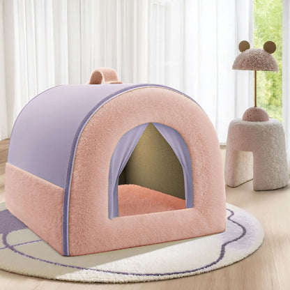 Four season universal, removable, washable, medium-sized, bear dog house, enclosed, safe dog house, pet bed