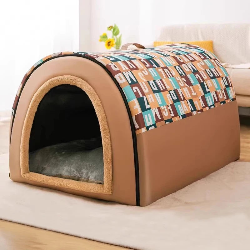 Large Dog House Winter Warm Insulated Outdoor Dog Kennel for Extra Big Dogs Weatherproof Heated Pet Shelter with Removable Roof