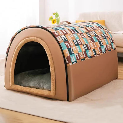 Large Dog House Winter Warm Insulated Outdoor Dog Kennel for Extra Big Dogs Weatherproof Heated Pet Shelter with Removable Roof