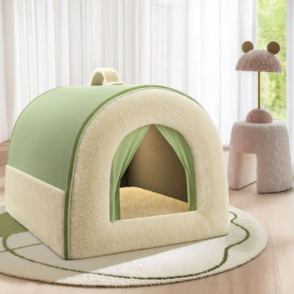 Four season universal, removable, washable, medium-sized, bear dog house, enclosed, safe dog house, pet bed