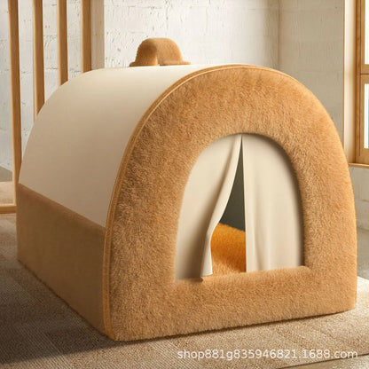 Four season universal, removable, washable, medium-sized, bear dog house, enclosed, safe dog house, pet bed